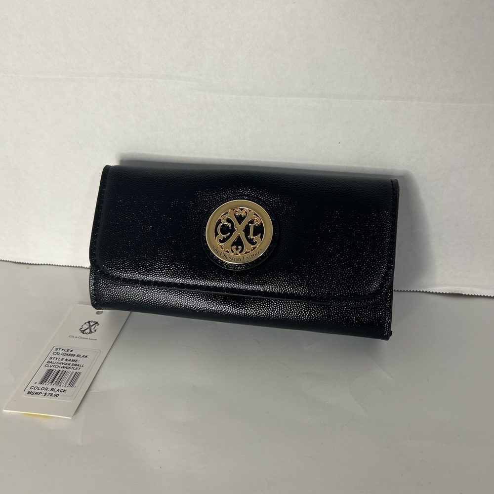 CXL Christian Lacroix CXLH24989-BLAK Bali Caviar Small Clutch Wristlet Black